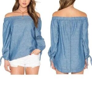 Free people drop shoulder top blue size M